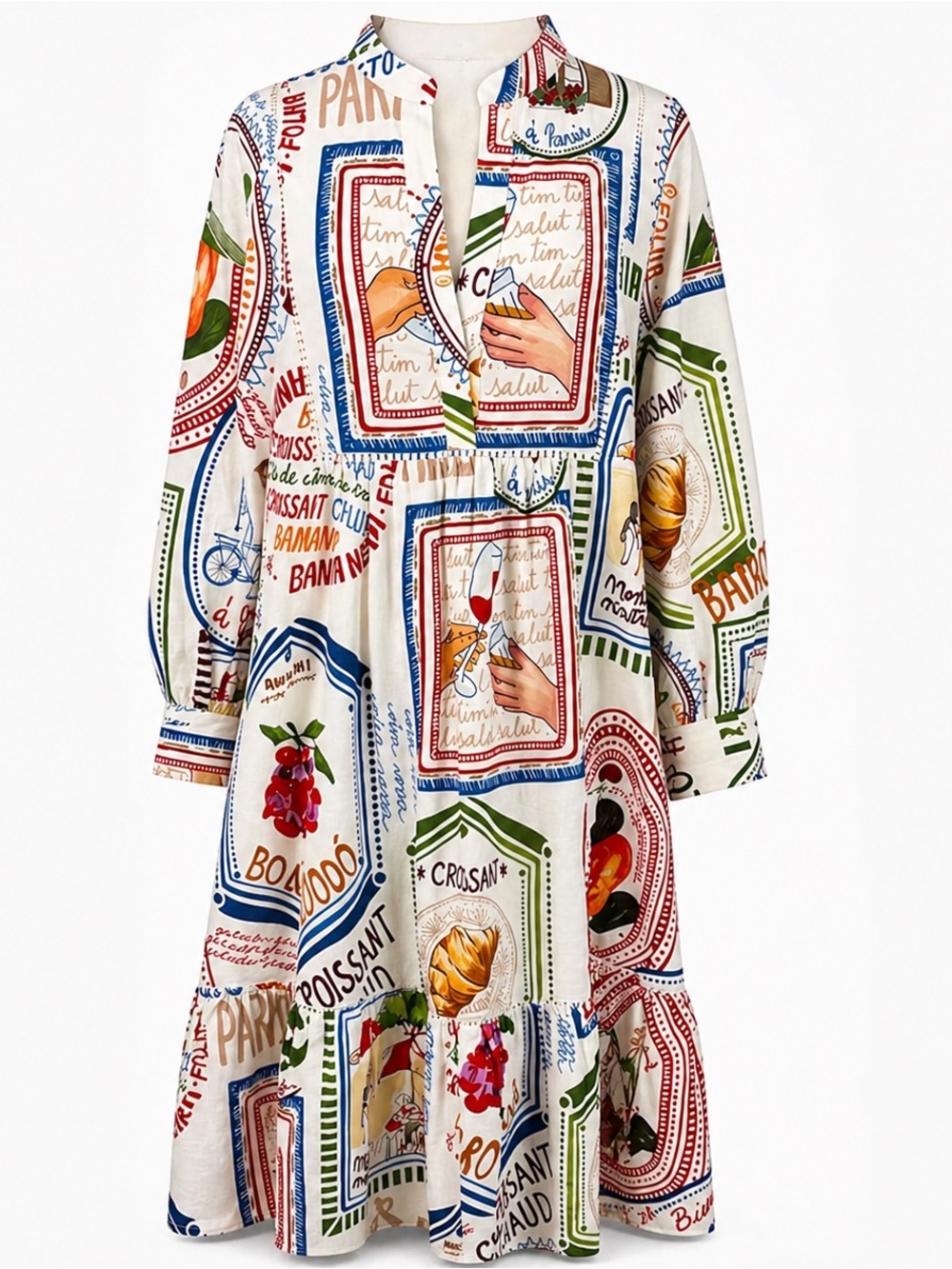 NWOT Sézane xFarm Rio Paris Print Linen Midi Dress EU 44 Rare Limited Collab